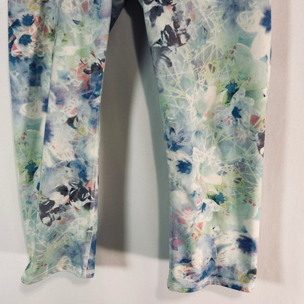 Alo Yoga Womens Floral Watercolor Print Cropped Leggings Blue Green Small - Picture 4 of 7
